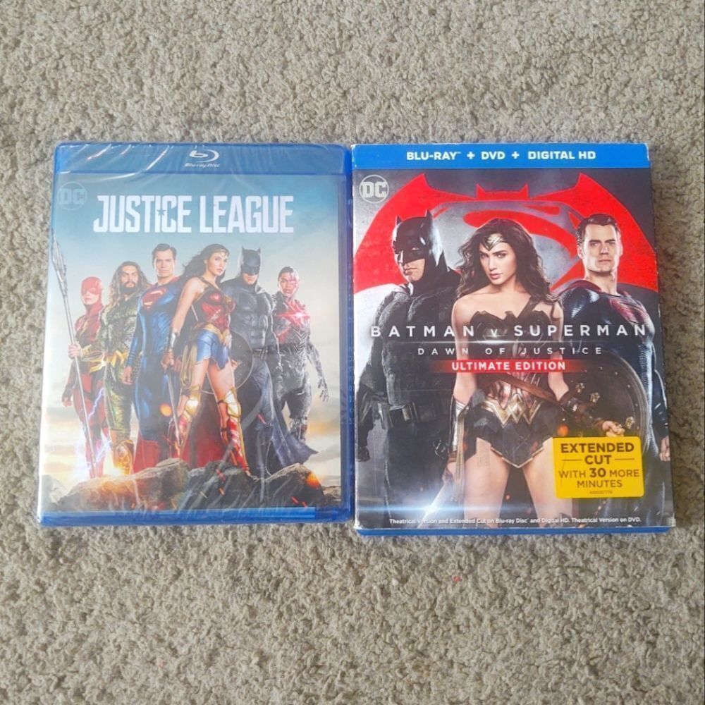 Justice League + Batman Vs Superman Ultimate Edition Blu-ray's, PRE-OWNED + NEW